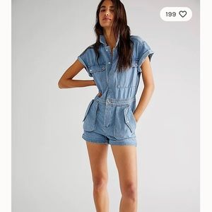 Free People denim romper